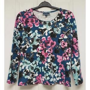 Karen Scott Floral Print Long Sleeves Women's Top, Sz PL